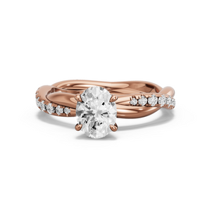 Image for Oval Diamond Tulip Ring with Rope Pave band
