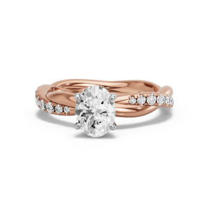 Image for Oval Diamond Tulip Ring with Rope Pave band