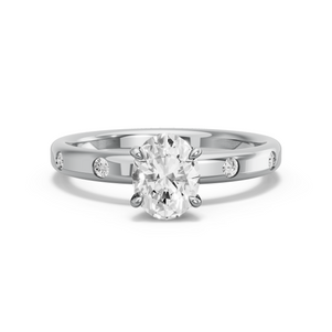 Image for Oval Diamond Tulip Ring with Sleek Accent band