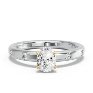 Image for Oval Diamond Tulip Ring with Sleek Accent band