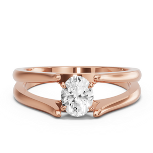 Image for Oval Diamond Tulip Ring with Split Ring Solitaire band