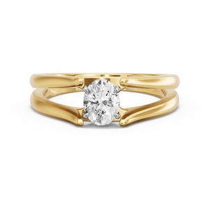 Image for Oval Diamond Tulip Ring with Split Ring Solitaire band