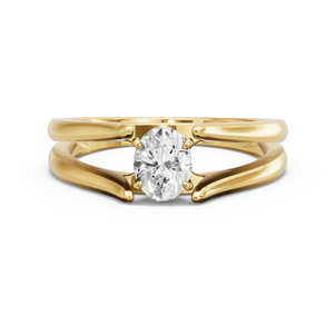 Image for Oval Diamond Tulip Ring with Split Ring Solitaire band
