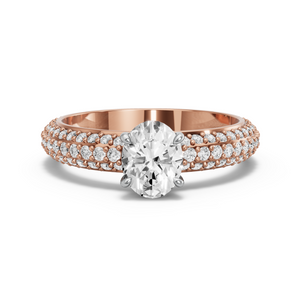 Image for Oval Diamond Tulip Ring with Triple Row Pave band