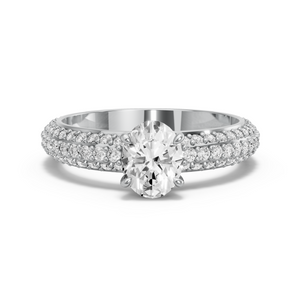 Image for Oval Diamond Tulip Ring with Triple Row Pave band