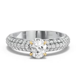 Image for Oval Diamond Tulip Ring with Triple Row Pave band
