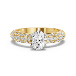 Image for Oval Diamond Tulip Ring with Triple Row Pave band