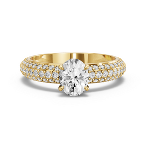 Image for Oval Diamond Tulip Ring with Triple Row Pave band