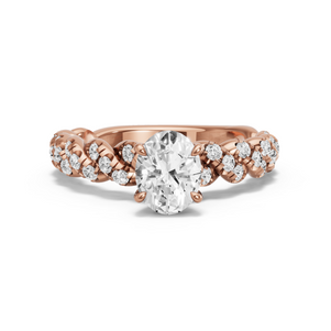 Image for Oval Diamond Tulip Ring with Twist Pave band