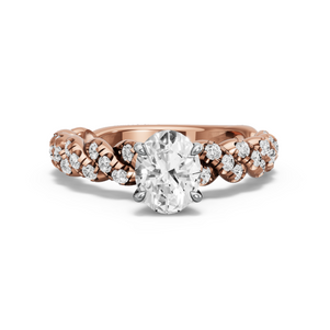 Image for Oval Diamond Tulip Ring with Twist Pave band