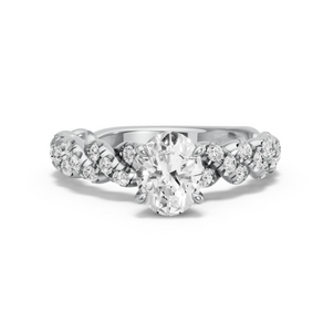 Image for Oval Diamond Tulip Ring with Twist Pave band
