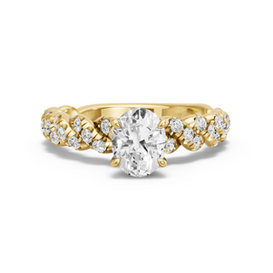 Image for Oval Diamond Tulip Ring with Twist Pave band