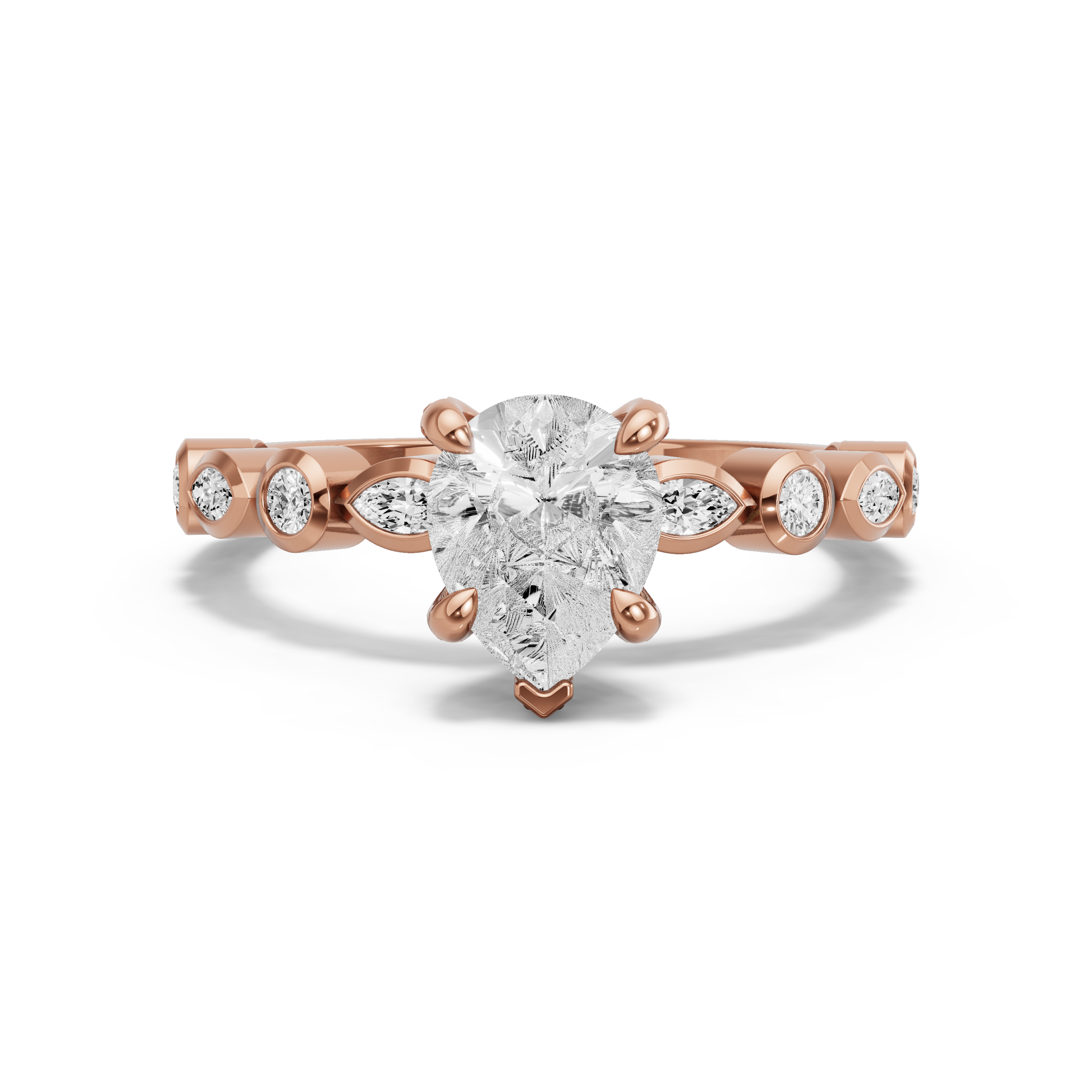 Image for Pear Diamond Tulip Ring with Alternating Marquise band