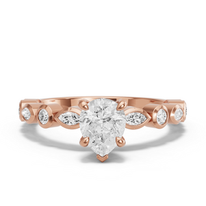 Image for Pear Diamond Tulip Ring with Alternating Marquise band