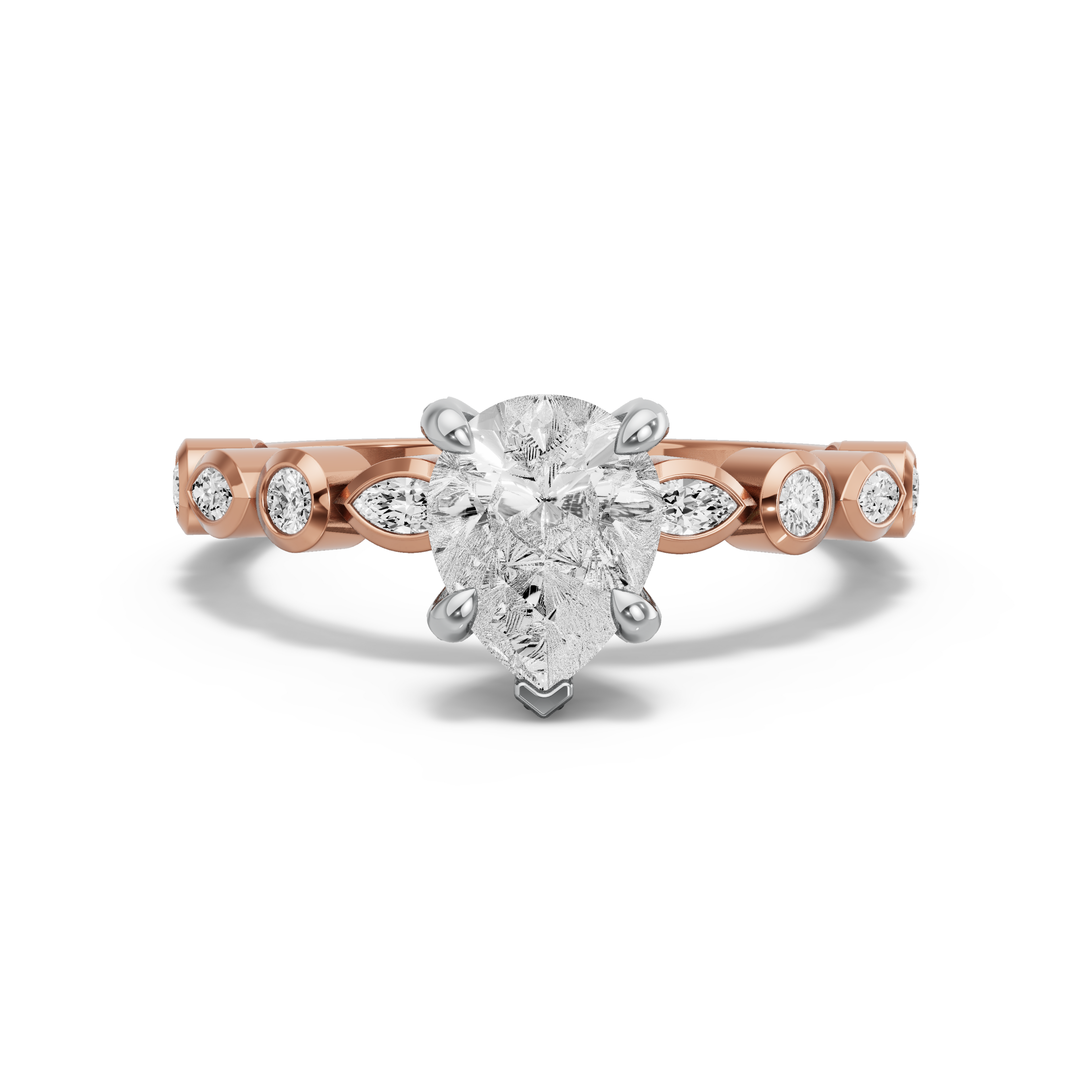 Image for Pear Diamond Tulip Ring with Alternating Marquise band