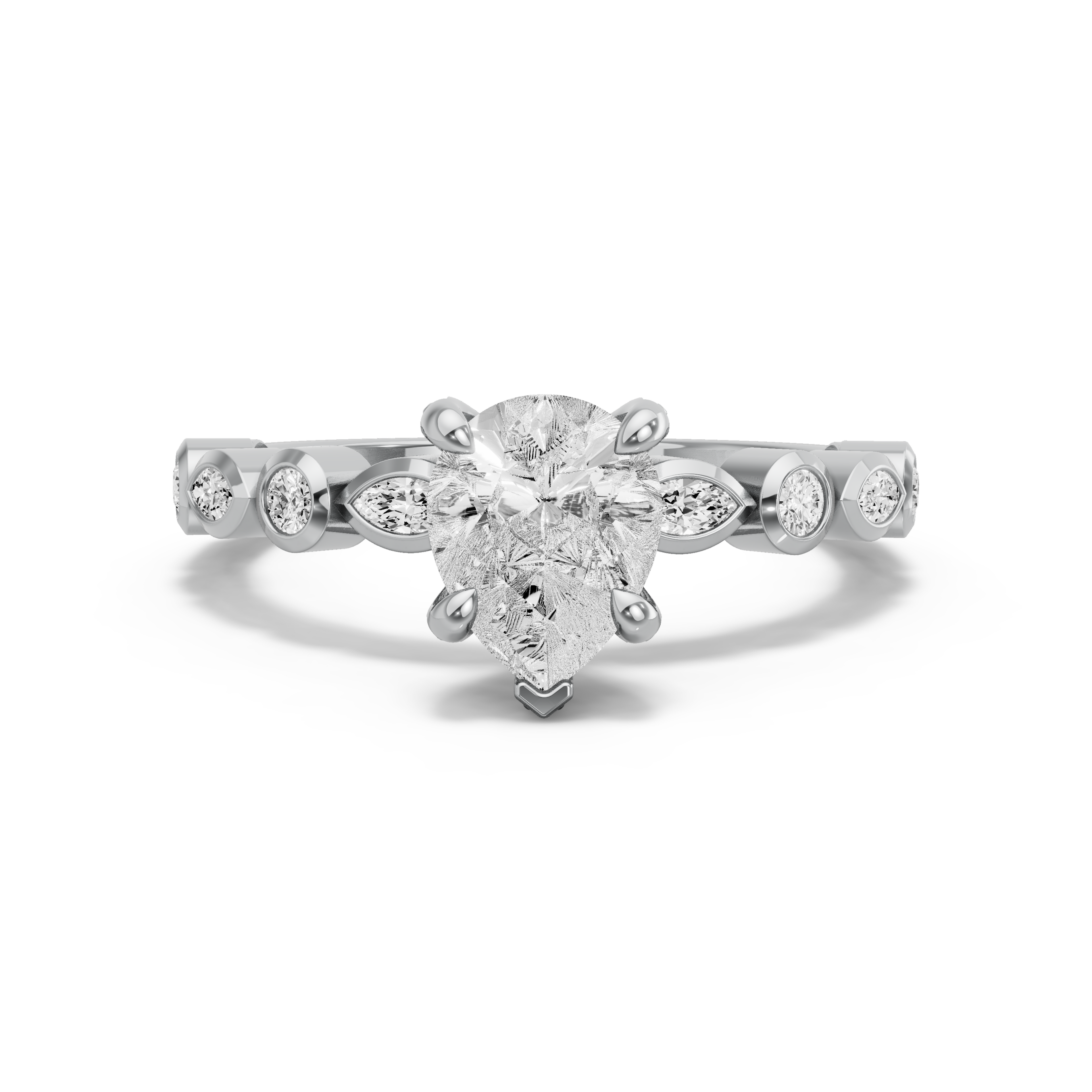 Image for Pear Diamond Tulip Ring with Alternating Marquise band