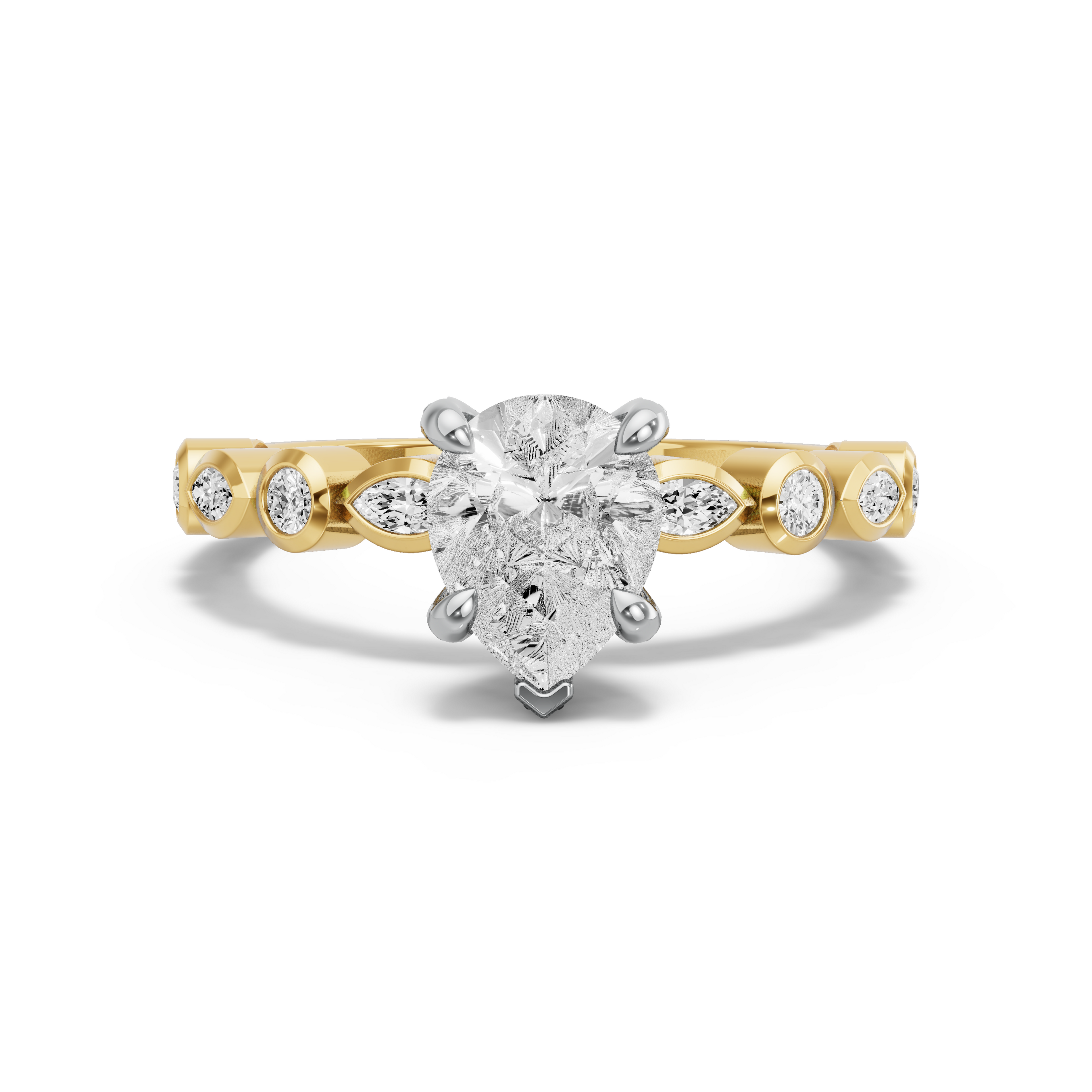 Image for Pear Diamond Tulip Ring with Alternating Marquise band