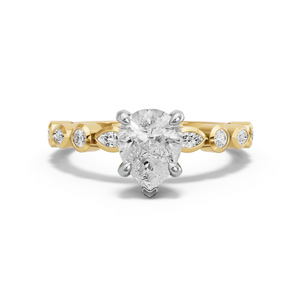 Image for Pear Diamond Tulip Ring with Alternating Marquise band