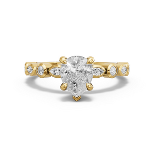 Image for Pear Diamond Tulip Ring with Alternating Marquise band