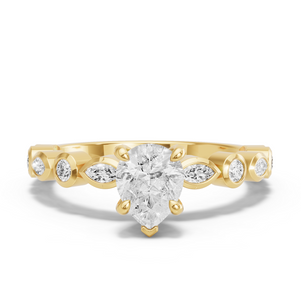 Image for Pear Diamond Tulip Ring with Alternating Marquise band