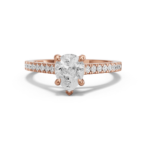 Image for Pear Diamond Tulip Ring with Cathedral Pave band
