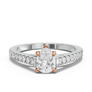Image for Pear Diamond Tulip Ring with Cathedral Pave band