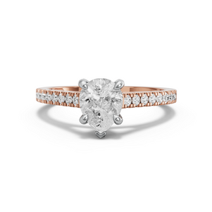 Image for Pear Diamond Tulip Ring with Cathedral Pave band