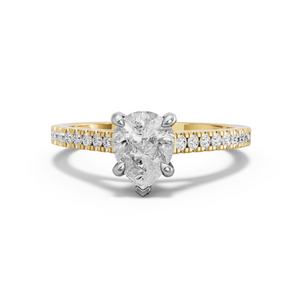 Image for Pear Diamond Tulip Ring with Cathedral Pave band