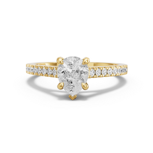 Image for Pear Diamond Tulip Ring with Cathedral Pave band
