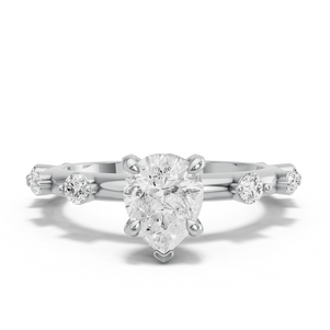 Image for Pear Diamond Tulip Ring with Floating Station band