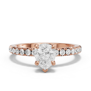 Image for Pear Diamond Tulip Ring with French Pave band