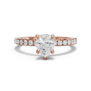 Image for Pear Diamond Tulip Ring with French Pave band