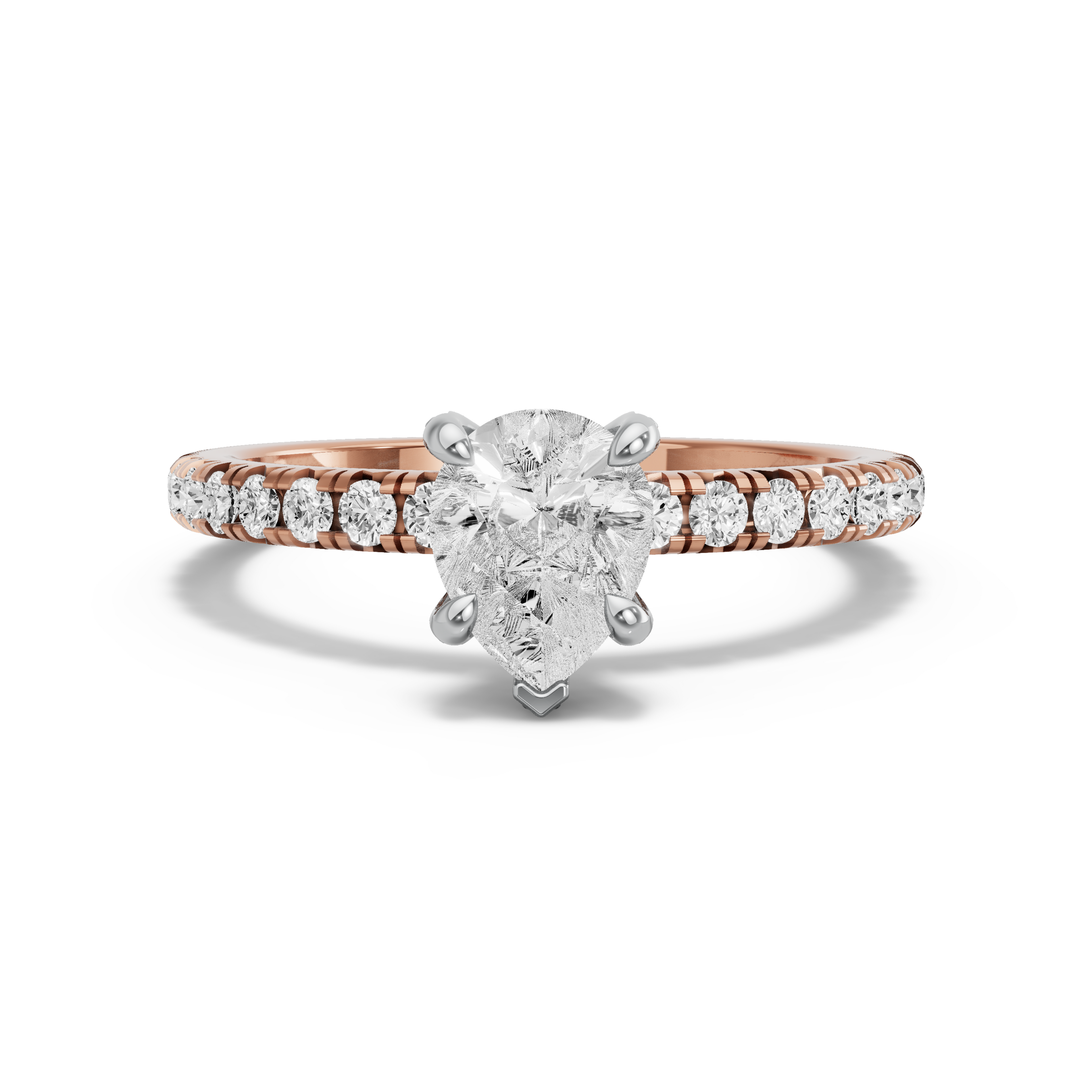Image for Pear Diamond Tulip Ring with French Pave band