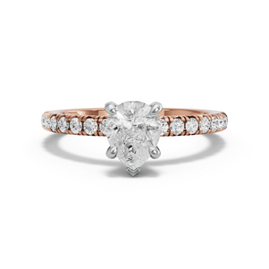 Image for Pear Diamond Tulip Ring with French Pave band