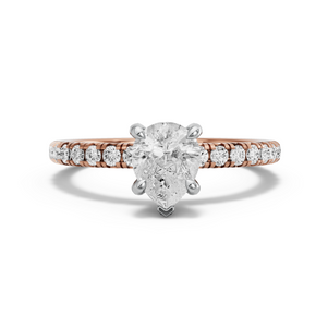 Image for Pear Diamond Tulip Ring with French Pave band in 18K Two Tone Rose Gold
