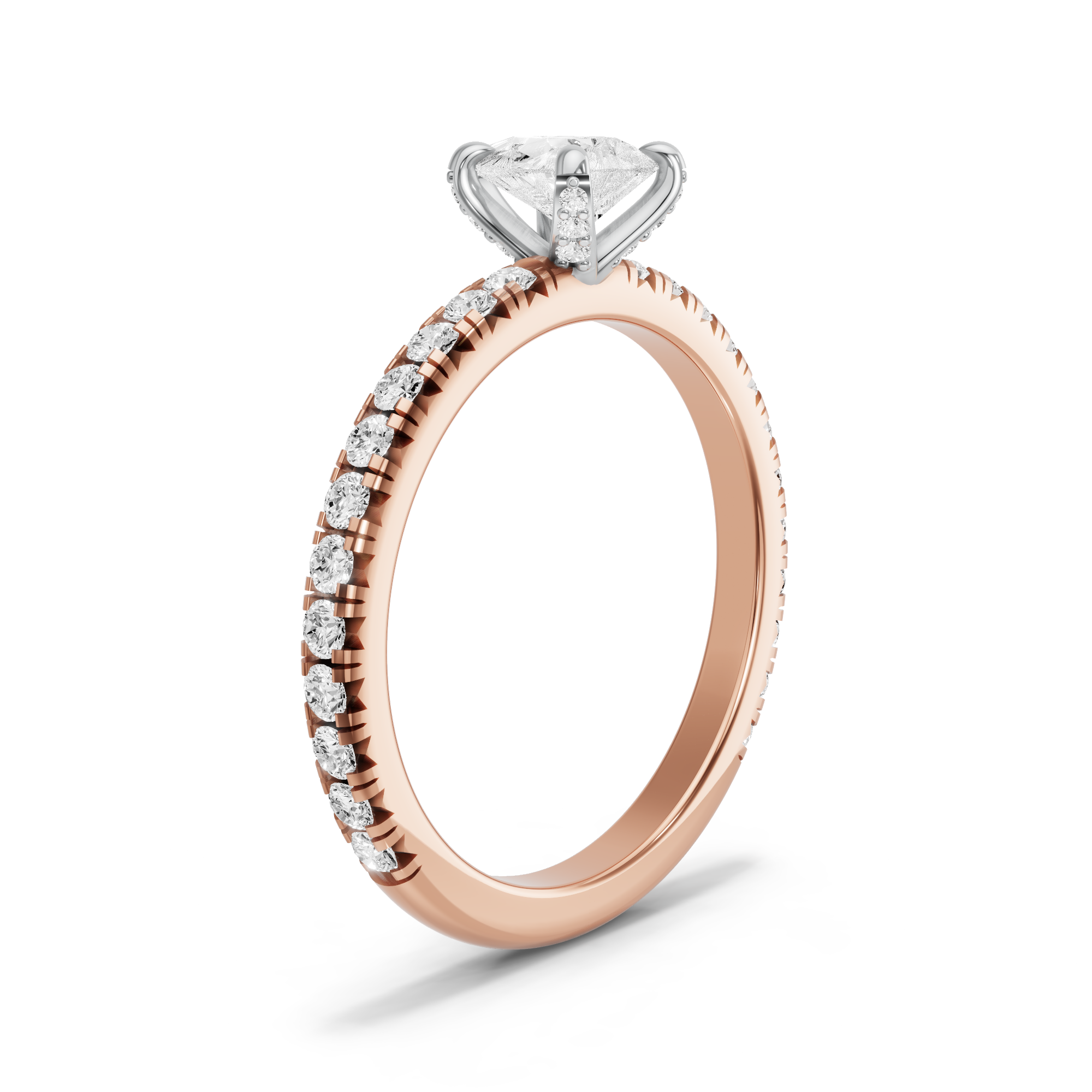Image for Pear Diamond Tulip Ring with French Pave band