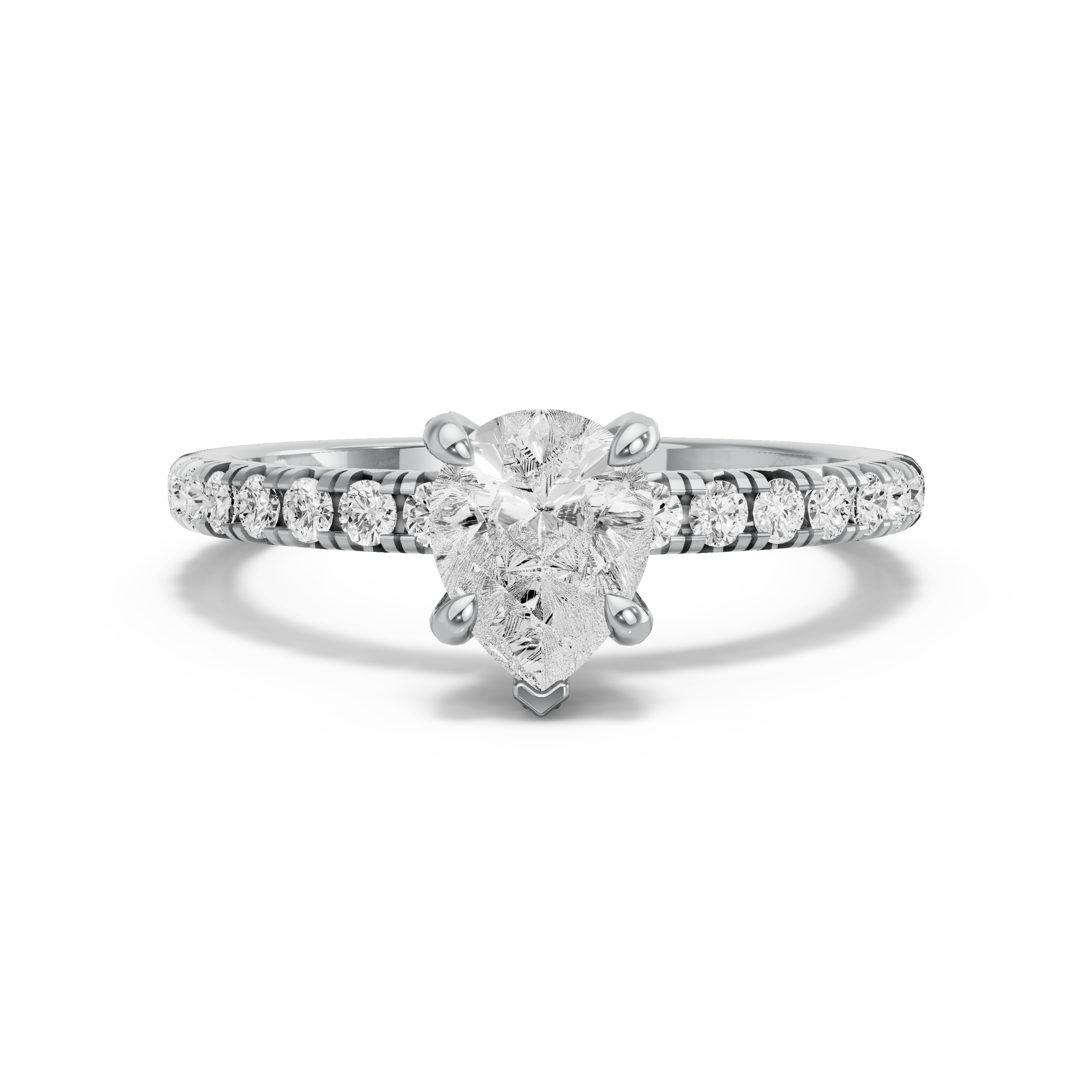 Image for Pear Diamond Tulip Ring with French Pave band