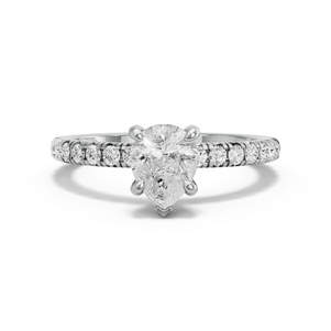 Image for Pear Diamond Tulip Ring with French Pave band