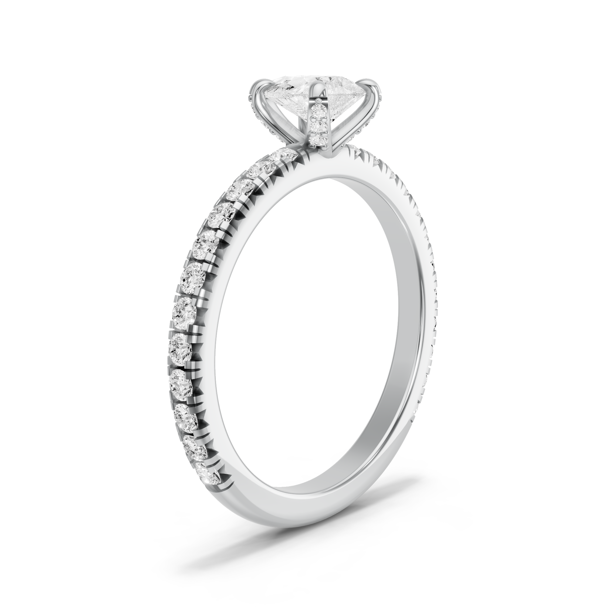 Image for Pear Diamond Tulip Ring with French Pave band