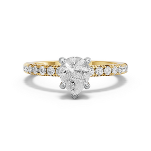 Image for Pear Diamond Tulip Ring with French Pave band