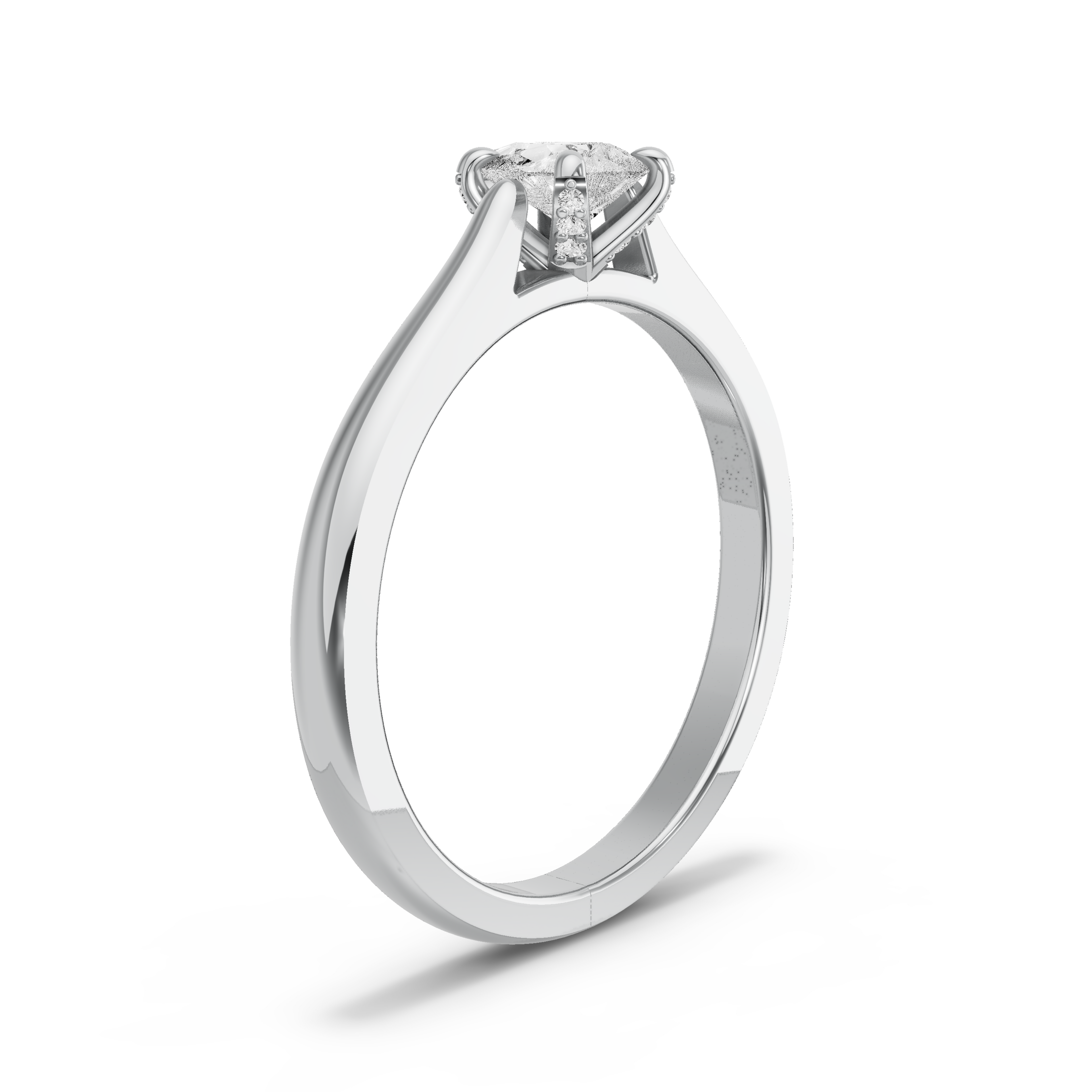 Image for Pear Diamond Tulip Ring with Knife Edge Cathedral band