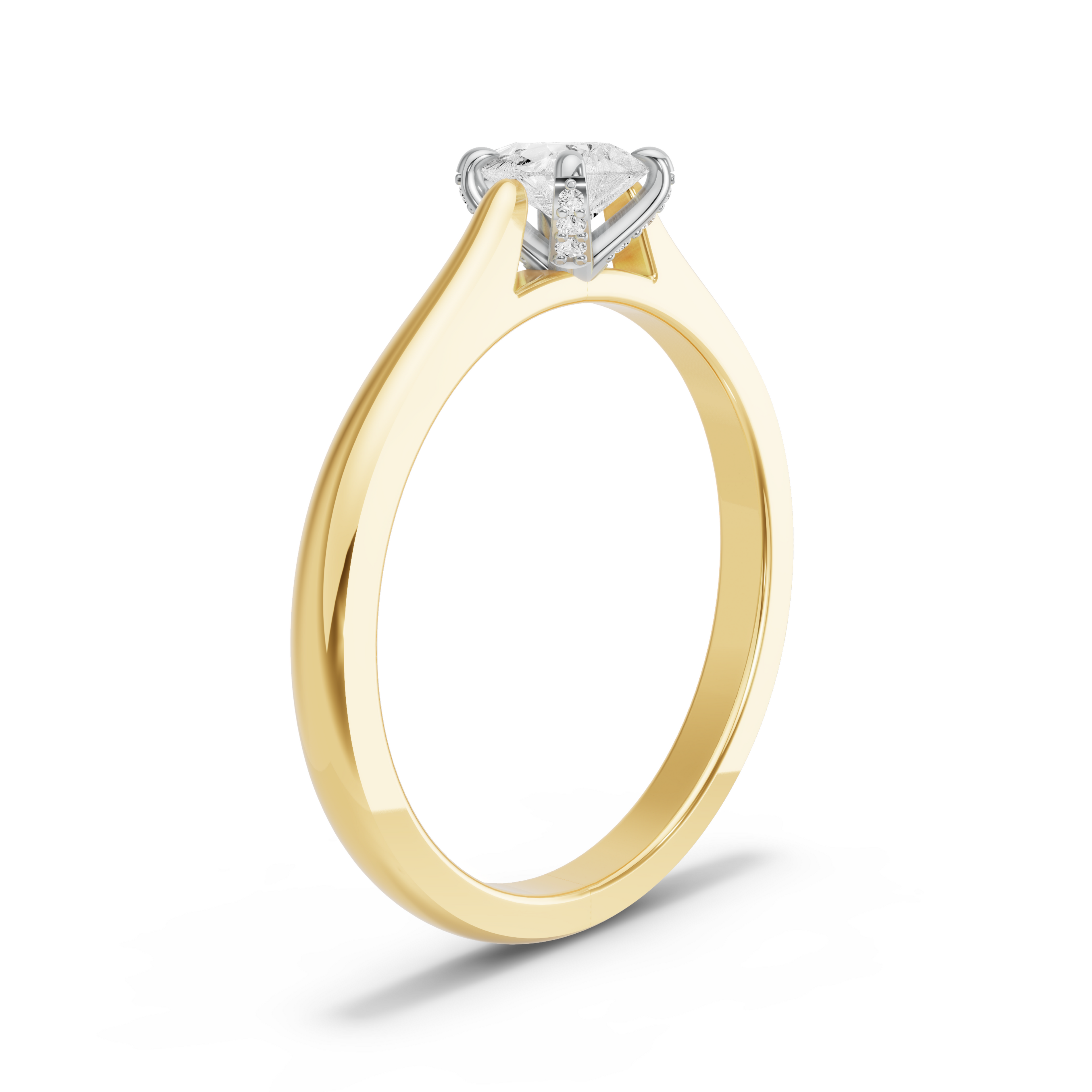 Image for Pear Diamond Tulip Ring with Knife Edge Cathedral band