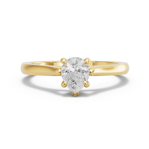 Image for Pear Diamond Tulip Ring with Knife Edge Cathedral band in 18K Yellow Gold