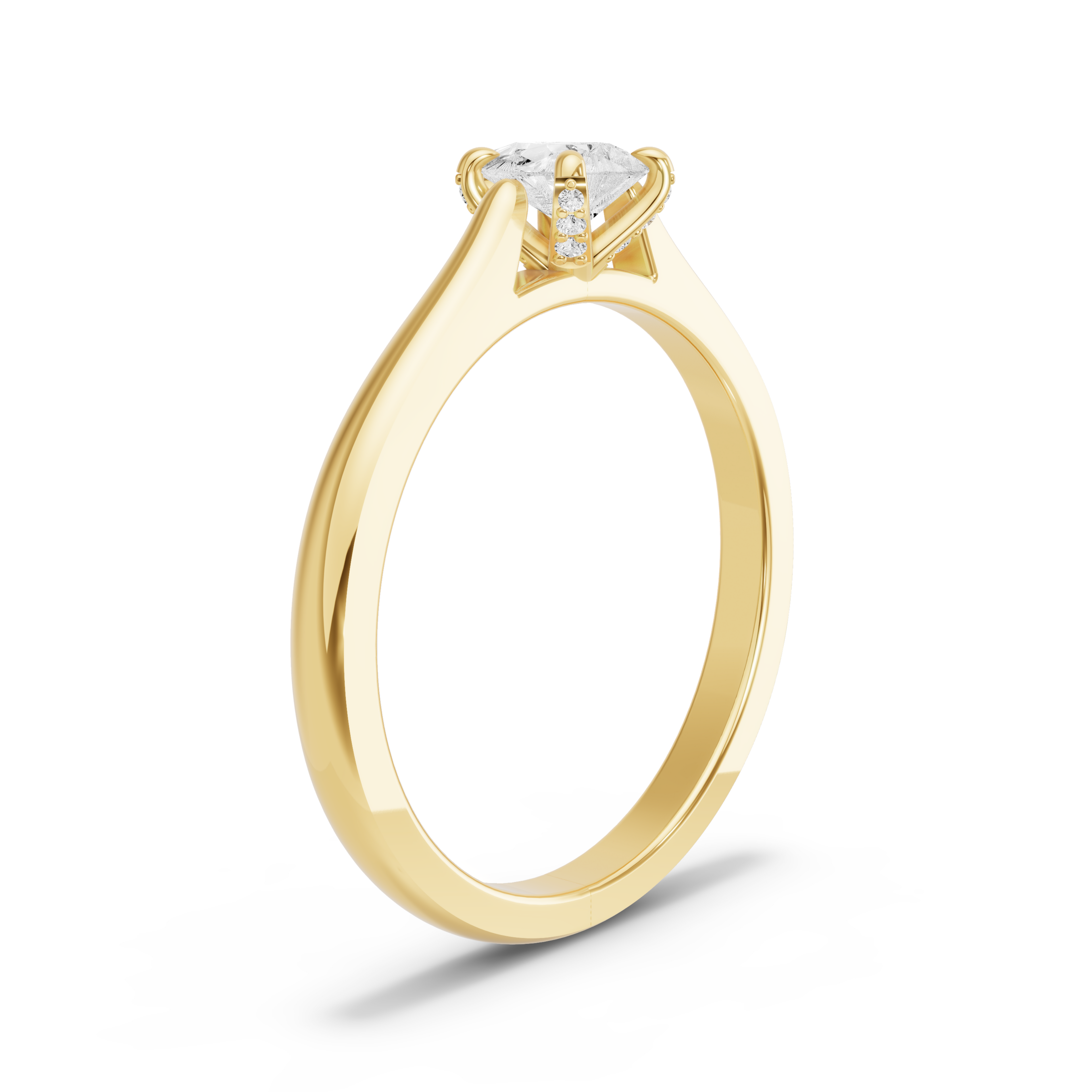 Image for Pear Diamond Tulip Ring with Knife Edge Cathedral band