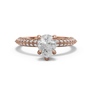 Image for Pear Diamond Tulip Ring with Knife Edge Pave band