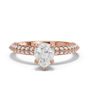 Image for Pear Diamond Tulip Ring with Knife Edge Pave band