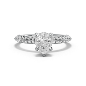 Image for Pear Diamond Tulip Ring with Knife Edge Pave band