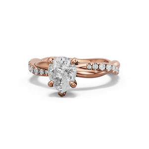 Image for Pear Diamond Tulip Ring with Rope Pave band