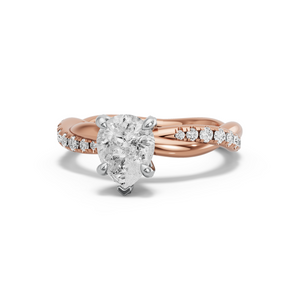 Image for Pear Diamond Tulip Ring with Rope Pave band