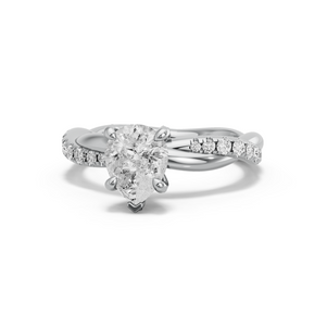 Image for Pear Diamond Tulip Ring with Rope Pave band